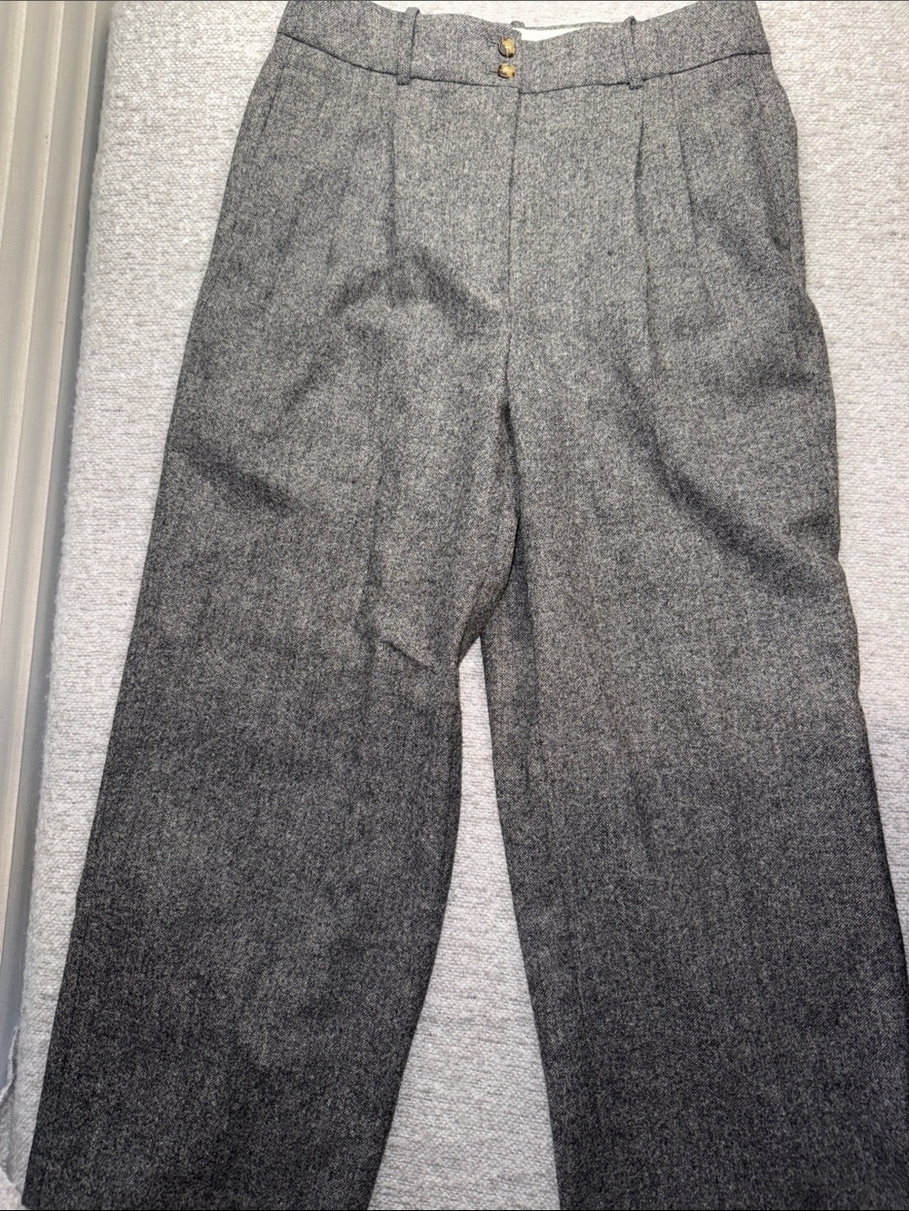 Collection Gray Pleated 100% Wool Women Trousers Size 12 with Lining